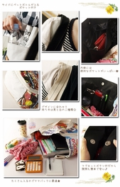 [Cocoa Fleak] 100% Cotton Eco Canvas Shoulder Tote Bag / Shopper Bag / Multiple Pockets