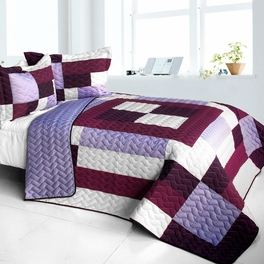 [Dream Nymph] 3PC Vermicelli - Quilted Patchwork Quilt Set (Full/Queen Size)