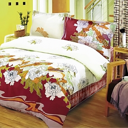 [Early Peony] 100% Cotton 5PC Comforter Set (Queen Size)