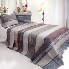 [Elegant Painting] 3PC Cotton Vermicelli-Quilted Printed Quilt Set (Full/Queen Size)