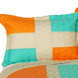 [Enjoy Sunshine] 3PC Vermicelli-Quilted Patchwork Quilt Set (Full/Queen Size)