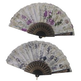 Foldable Raw Silk Printing Folding Fan 036BLK-SATIN-MIXED-8PC
