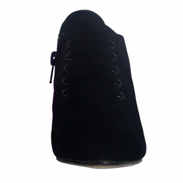 Girls Dress Shoes Ankle Low Heel Lace-up Boots Zipper Closed Black