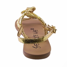 Gold Faux Leather-weaved Women Sandal