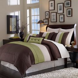 Grand Park SAGE/CHOCOLATE 8PC Bed in a Bag(Queen Size)