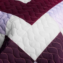 [Grape Princess] Brand New Vermicelli-Quilted Patchwork Quilt Set Full/Queen