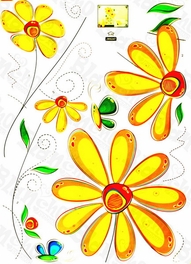 Hand painted Floral - Wall Decals Stickers Appliques Home Dcor