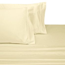 Ivory Standard Pillowcase Pair Pillowcases 600 Thread Count Solid Combed Cotton