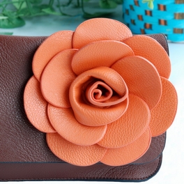 [Luxurious Coffee] Flower Leatherette Clutch Shoulder Bag Clutch Casual Purse