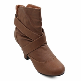 Mid Heel Ankle Boot-Taupe PU