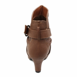 Mid Heel Ankle Boot-Taupe PU