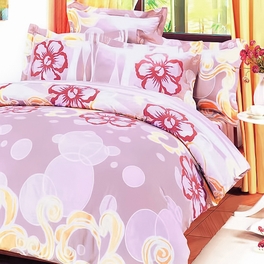 [Misty Roses] 100% Cotton 4PC Comforter Set (Twin Size)