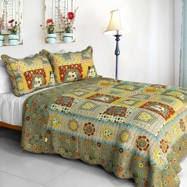 [My Childhood] Cotton 3PC Vermicelli-Quilted Printed Quilt Set (Full/Queen Size)