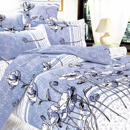 [Pale Blue Lotus] 100% Cotton 5PC Comforter Set (Queen Size)