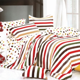 [Rainbow Dots & Stripe] Luxury 7PC Bed In A Bag Combo 300GSM (Queen Size)