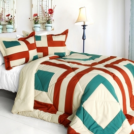 [Sicily] Quilted Patchwork Down Alternative Comforter Set (Full/Queen Size)