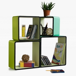 Trista - [Infinite Vitality] Square Leather Wall Shelf / Bookshelf / Floating Shelf (Set of 4)