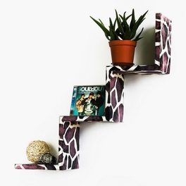 Trista - [Leopard Purple] Ladder-Shaped Leather Shelf / Bookshelf / Floating Shelf