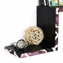Trista - [Leopard Purple] Ladder-Shaped Leather Shelf / Bookshelf / Floating Shelf