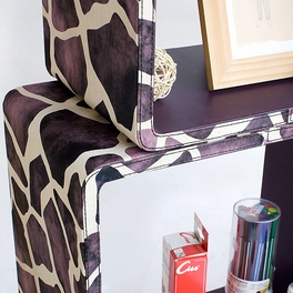 Trista - [Purple Giraffe] Square Leather Wall Shelf / Bookshelf / Floating Shelf (Set of 4)