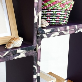 Trista - [Purple Giraffe] Square Leather Wall Shelf / Bookshelf / Floating Shelf (Set of 4)