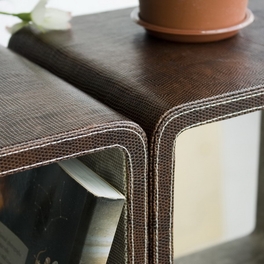 Trista - [Saddle Brown] Square Leather Wall Shelf / Bookshelf / Floating Shelf (Set of 4)