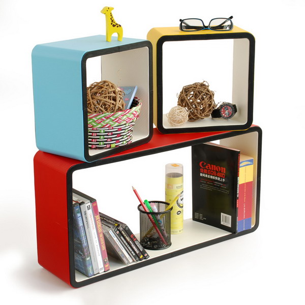 Trista [Vitality Toughness] Rectangle Leather Wall Shelf / Bookshelf