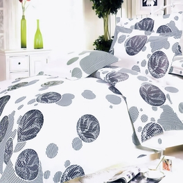 [White Gray Marbles] 100% Cotton 5PC Comforter Set (Queen Size)