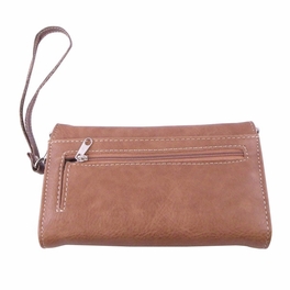 Womens Accessories Leather Wallet Studded Rhinestone Cross FW2070W46CR-BROWN