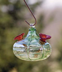 The Snitch Glass Hummingbird Feeder Lime Green