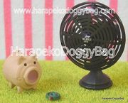 Glico Toys : Time Slip : Miniature Retro Black Fan & Pig Katori Senko Set