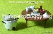 Glico Toys : Time Slip : Miniature Retro Dinner Table & Rice Cooker Set (OPENED SET) 