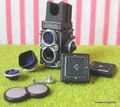 Glico Toys : Time Slip : Miniature Black Rolleiflex Camera 