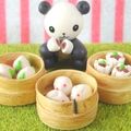 Japanese Miniature Toys : Yuu Yuu Pandas at Play (2006) #6 - Miniature Panda & Yum Cha Food
