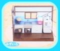 Takara Miniature Toys : Showa Omoide Family House (2004) Kitchen - Miniature Retro Japanese Living Room With TV (Blue Version)