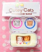 Tomy 1998 : Cutey Cats : Miniature Cat Figures & Pencil Case - Set A