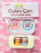 Tomy 1998 : Cutey Cats : Miniature Cat Figures & Pencil Case - Set C 