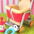 Megahouse Baby Collection #5 - Miniature Red Baby Pram / Stroller (WRINKLED PACKAGING)  
