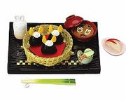 Megahouse Miniatures : Japanese Rabbit Sweet Shop (2006) #8 - Miniature Kawaii Japanese Rice Balls & Miso Soup Meal