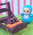 Megahouse Miniatures : Baby Collection (2004) #10 - Miniature Retro Miniature Blue Roly Poly Doll & Katakata Toy