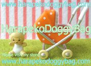 Megahouse Miniatures : Baby Collection (2004) #3 - Miniature Retro Orange Baby Pram / Stroller  & Teddy Bear