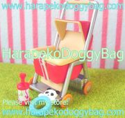 Megahouse Miniatures : Baby Collection (2004) #5 - Miniature Retro Red Baby Pram / Stroller & Toys