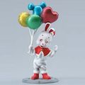 Megahouse Miniatures : Memories of Depaoku / Memories of the Department Store Rooftop Playground (2003) #7 - Miniature Usagi Rabbit Mascot  & Balloons