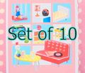 Megahouse Miniatures : Retro Style My Room Collection (2004) - Full Set of 10 - Miniature Retro Home Furniture