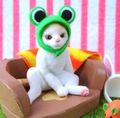 Re-ment Miniatures : Petit Animal Series Puchi Cat Diary (2007) #9 - Miniature Cat Sitting With Animal Hats
