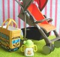 Re-ment Miniatures : Baby Play Time (2007) #7 - Miniature Baby Stroller & Feeding Bottle