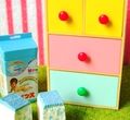 Re-ment Miniatures : Baby Play Time (2007) #8 - Miniature Baby Diapers & Colorful Drawer