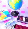 Re-ment Miniatures : Favorite Stationery (2006) #6 - Miniature World Globe  & Colorful Crayons