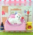 Re-ment Miniatures : Going Out With Dogs Today (2007) #2 - Miniature White Bichon Frise Dog & Aromatherapy Set