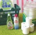 Re-ment Miniatures : Puchi Petite Supermarket 2 (2004) #9 - Miniature Toilet Paper Rolls & Shopping Goods